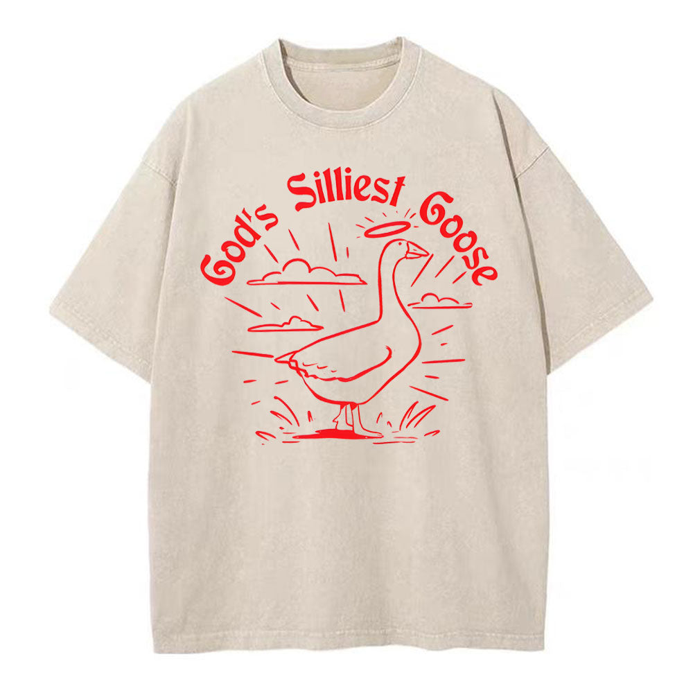 God's Silliest Goose Christian Washed TShirt  