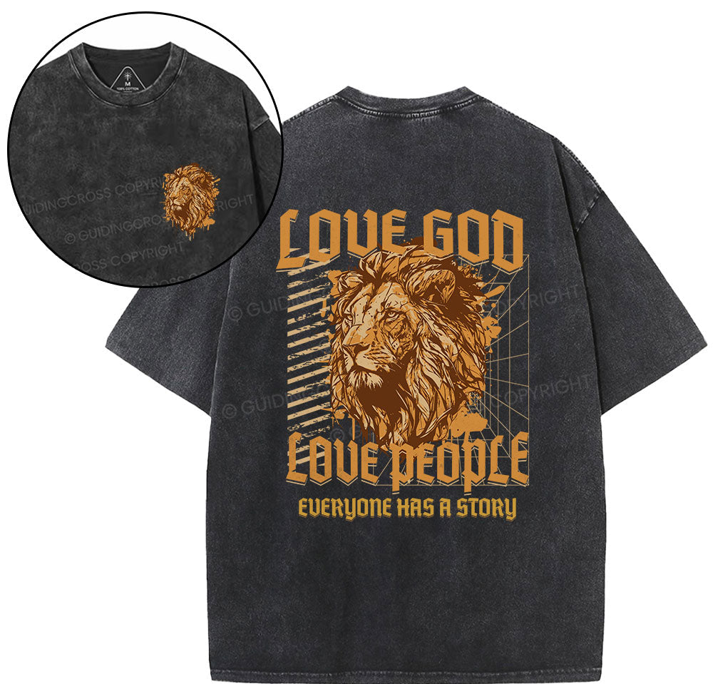 Love God Love People Christian Washed TShirt  