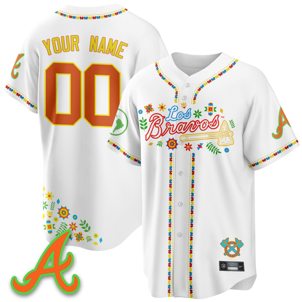 Custom Atlanta Braves 2025 "Los Bravos" Jersey - All Stitched