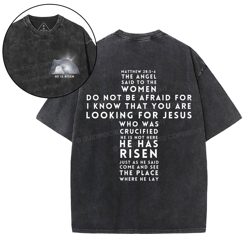 He Is Risen Christian Washed TShirt  