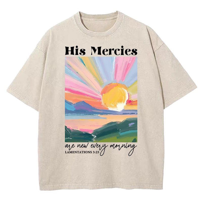His Mercies Are New Every Morning Christian Washed TShirt  