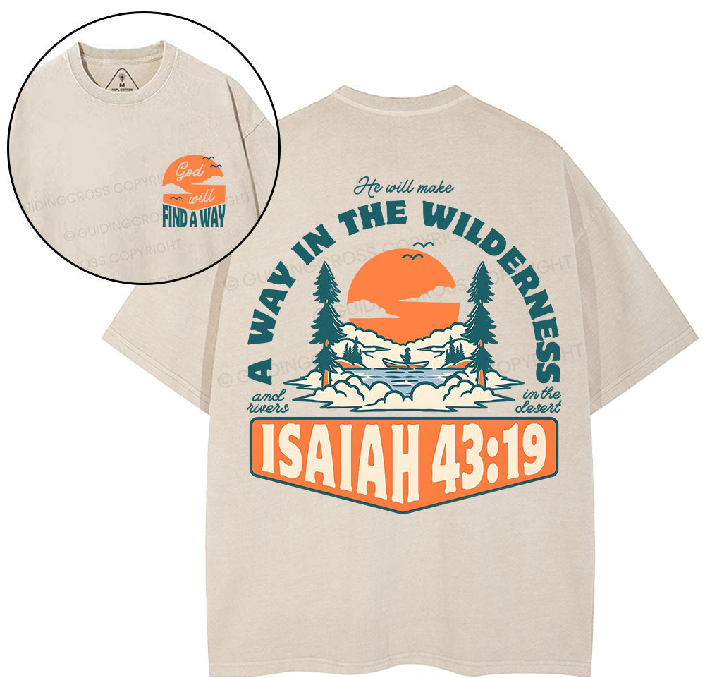 A Way In The Wilderness Christian Washed TShirt  
