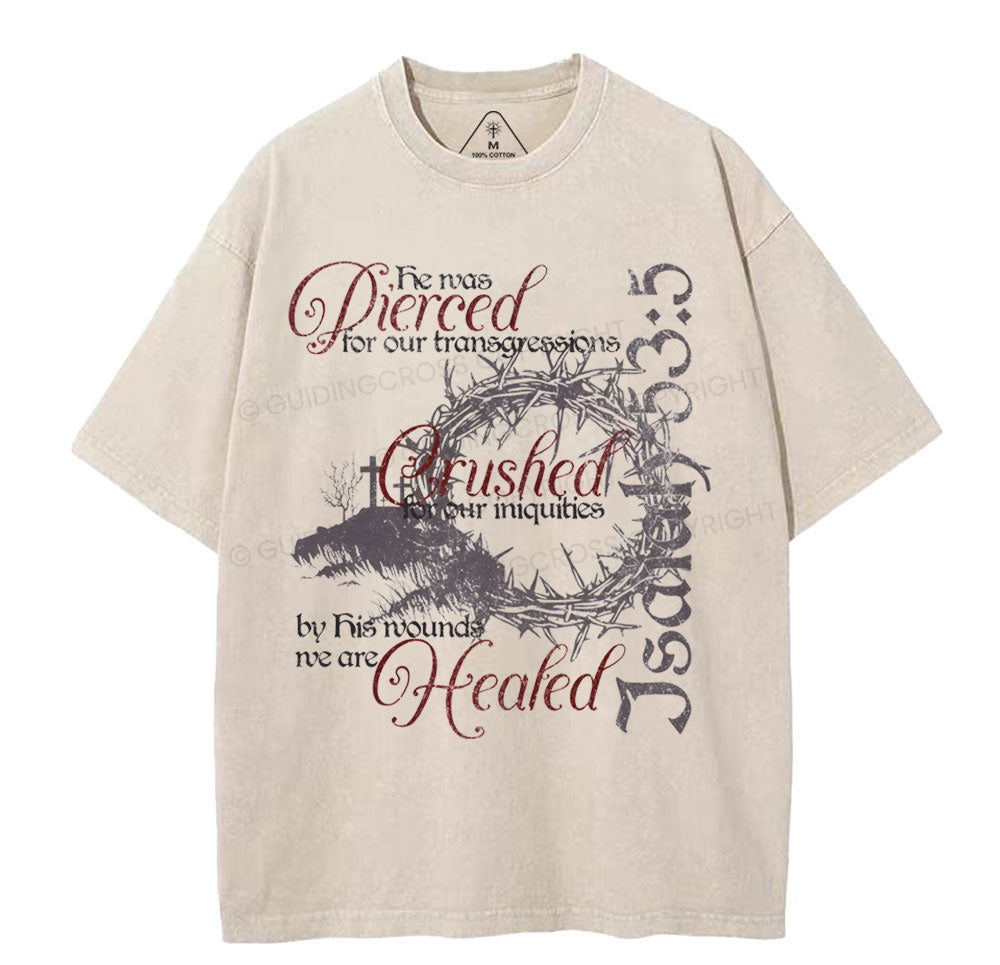 By His Wounds Christian Washed TShirt  