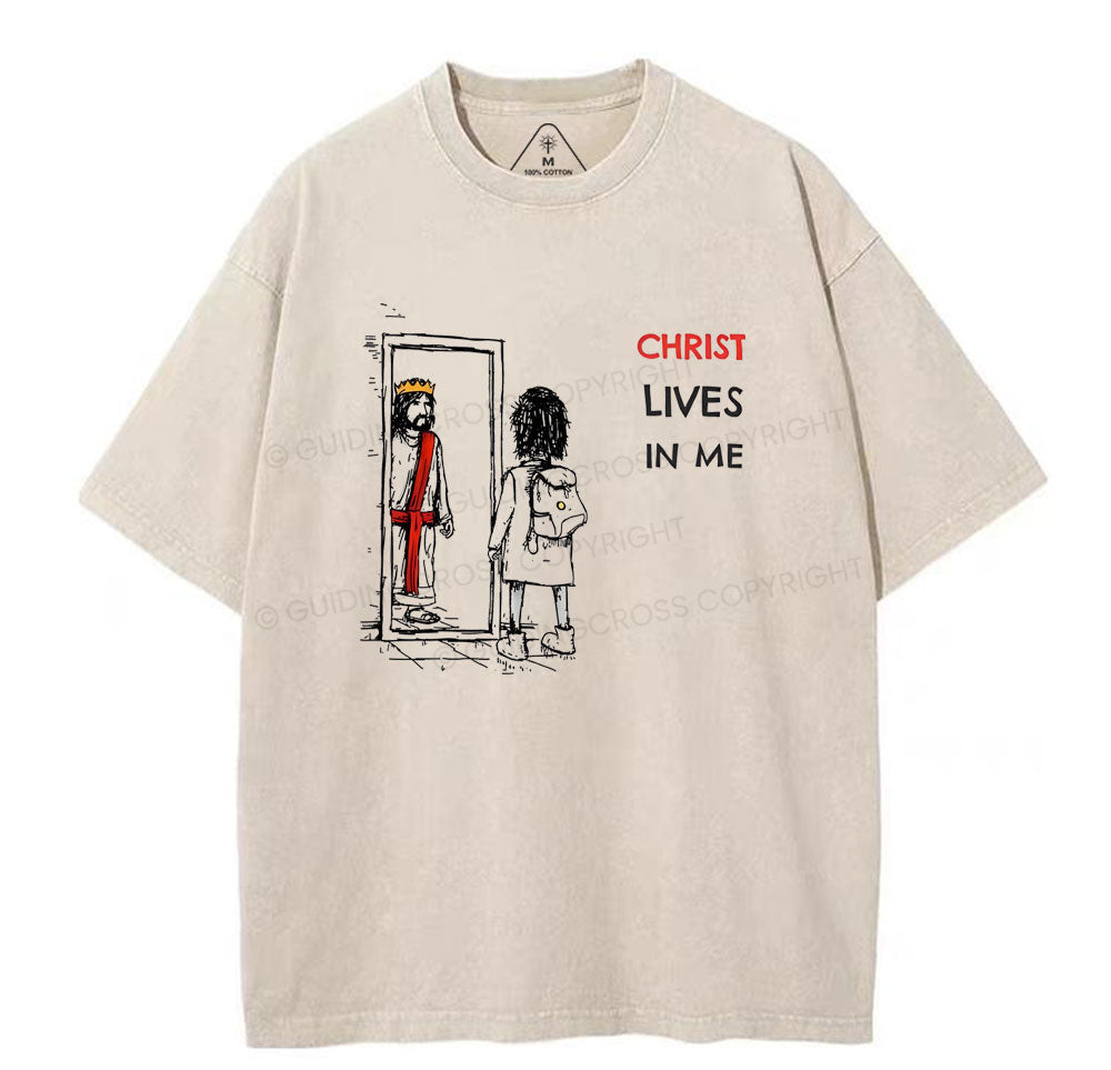 Christ Lives In Me Christian Washed TShirt  