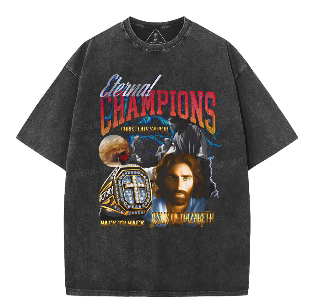 Eternal Champion Jesus Christian Washed TShirt  