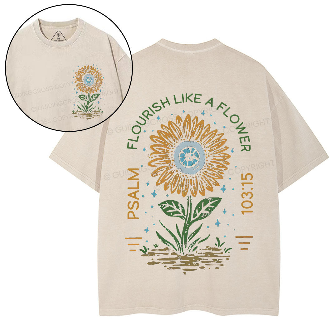 Flourish Like A Flower Christian Washed TShirt  