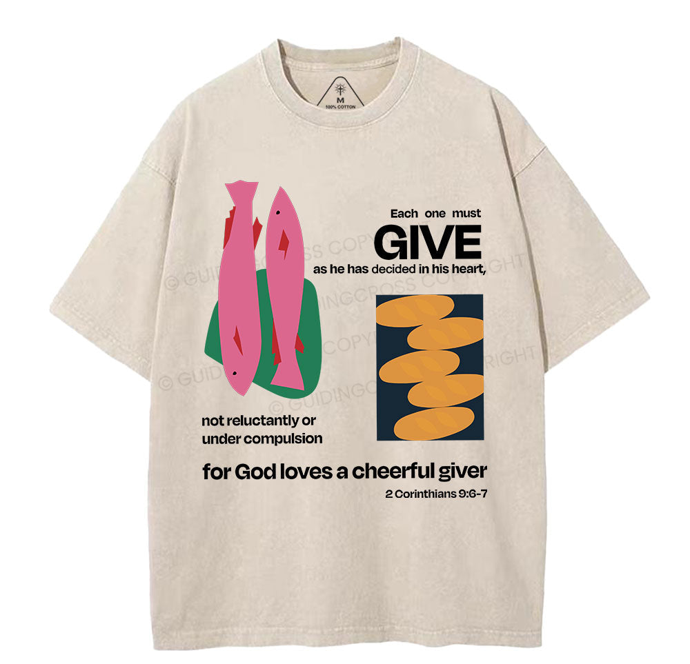 For God Loves A Cheerful Giver Christian Washed TShirt  