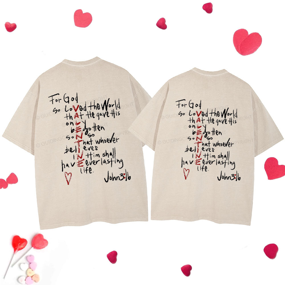 For God So Loved Christian Washed TShirt  