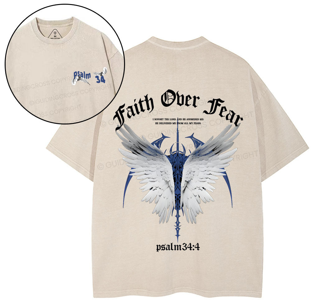 Faith Over Fear Christian Washed TShirt  