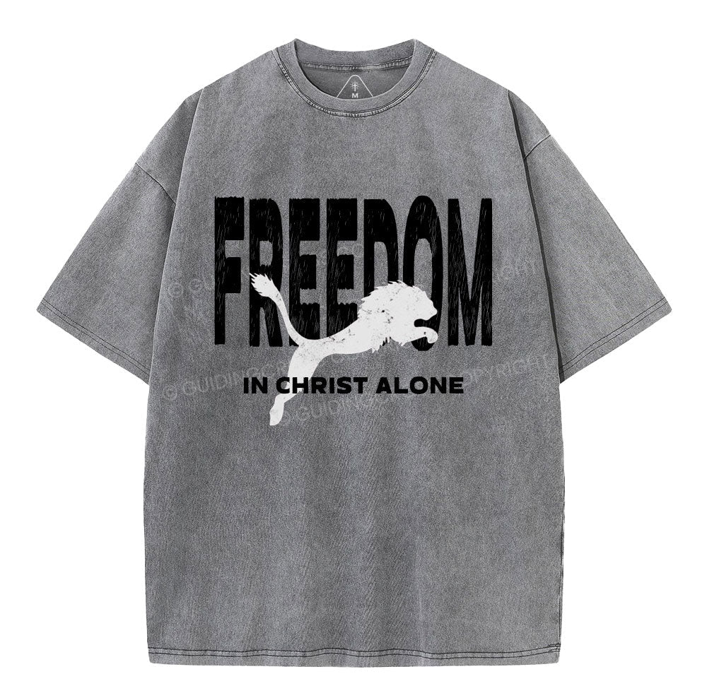 Freedom In Christ Alone  Christian Washed T-Shirt Sale - GuidingCross