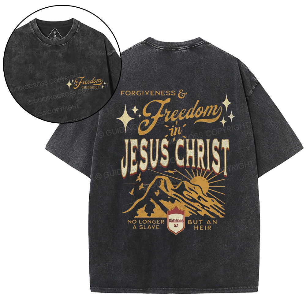 Freedom In Jesus Christ Christian Washed TShirt  
