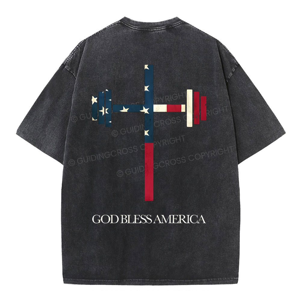 God Bless America Christian Washed TShirt  