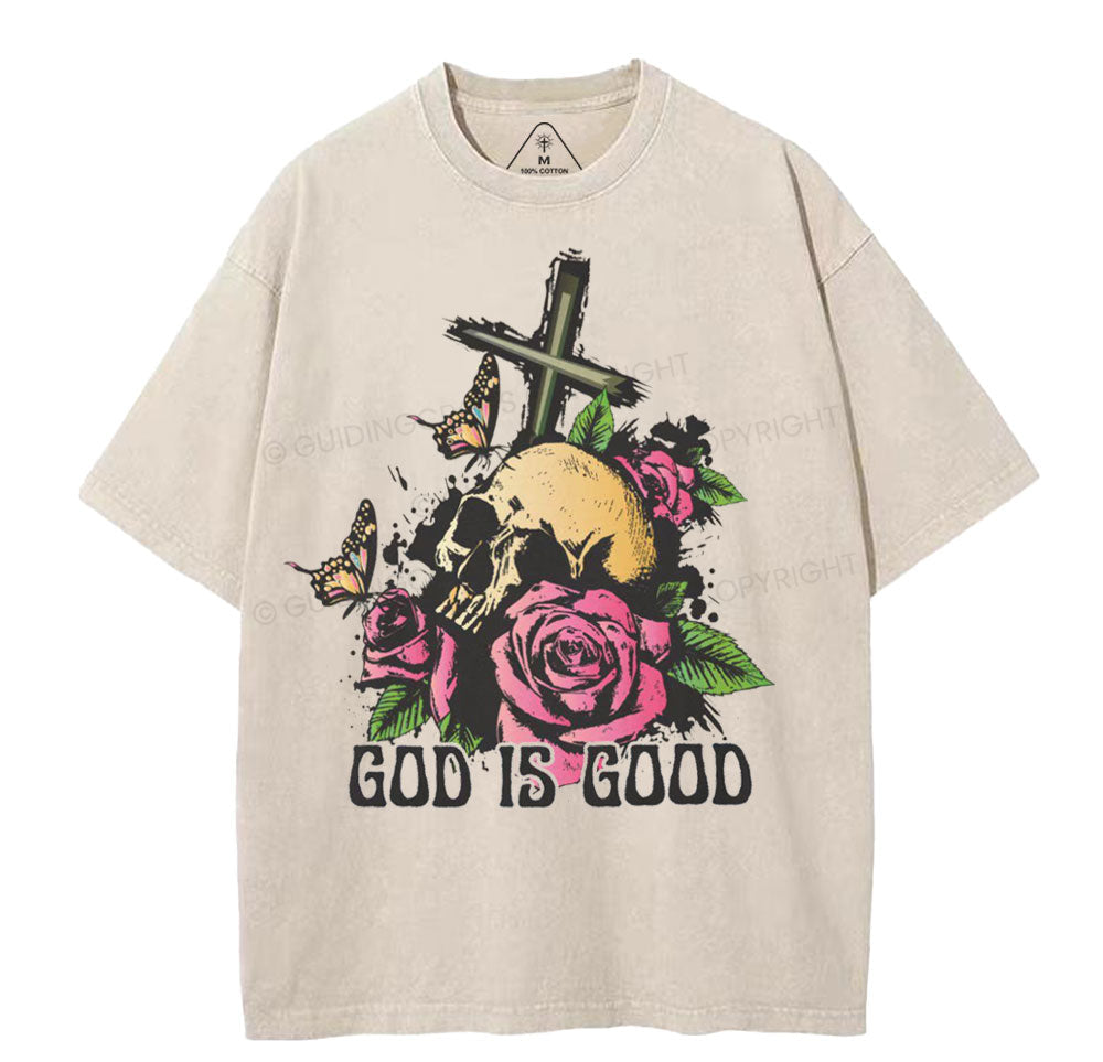 God Is Good Christian Washed TShirt  