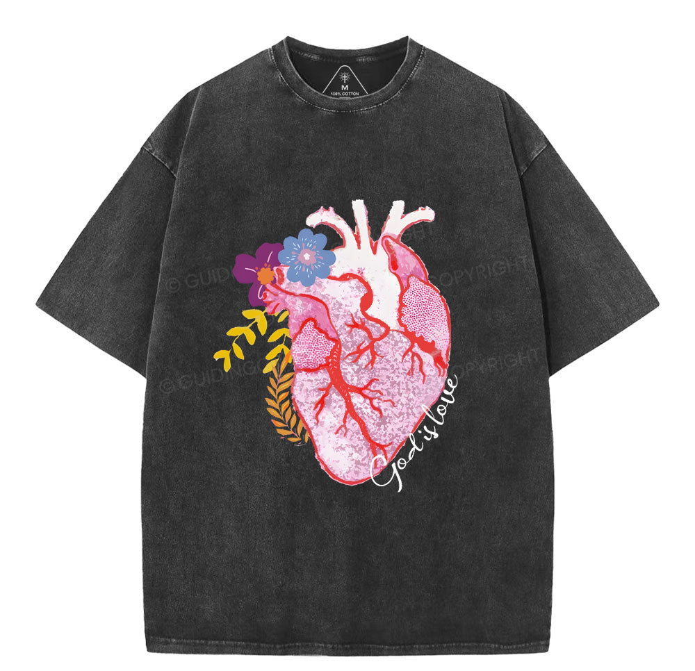 God Is Love Christian Washed TShirt  
