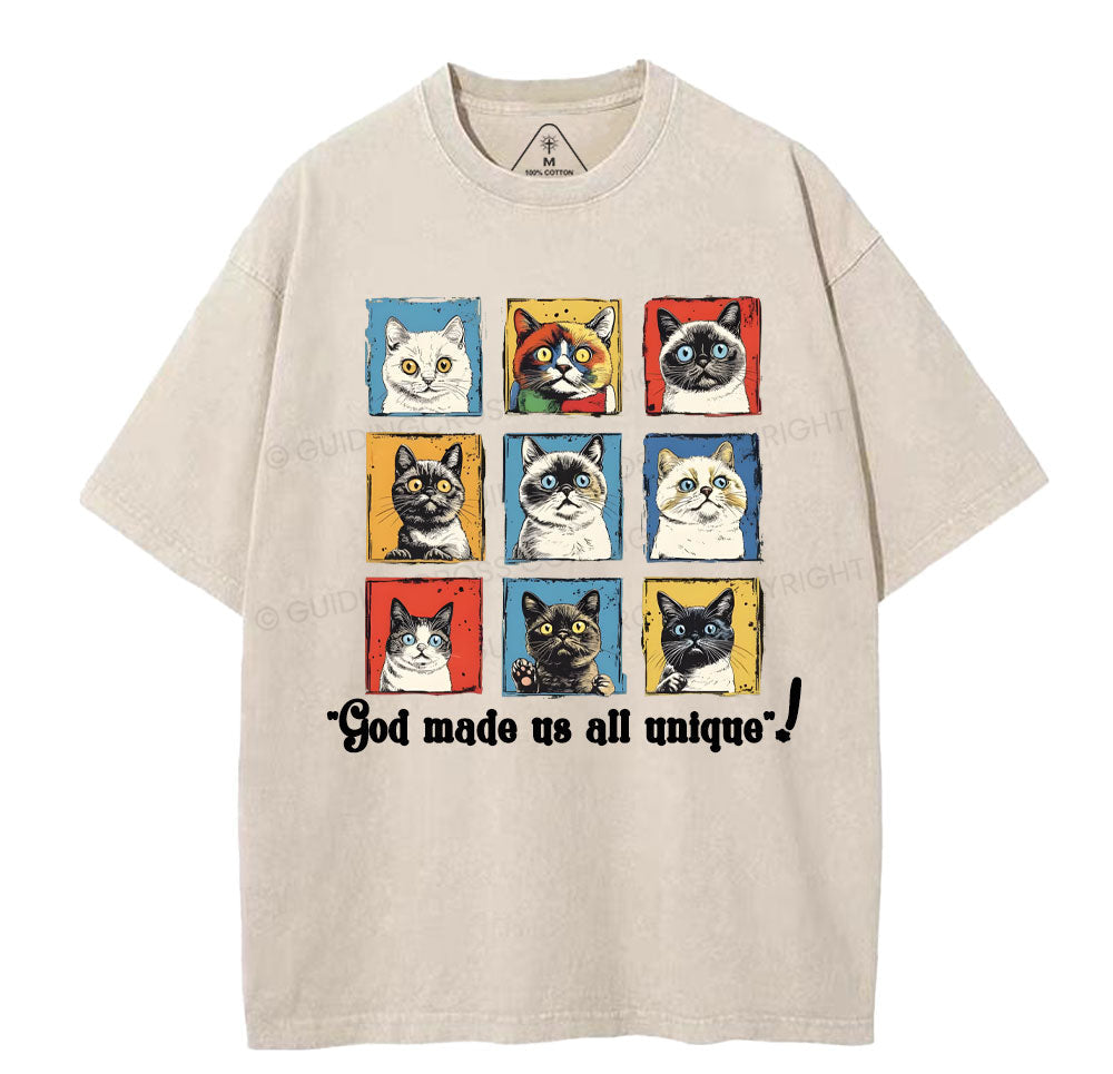 God Made Us All Unique Christian Washed TShirt  