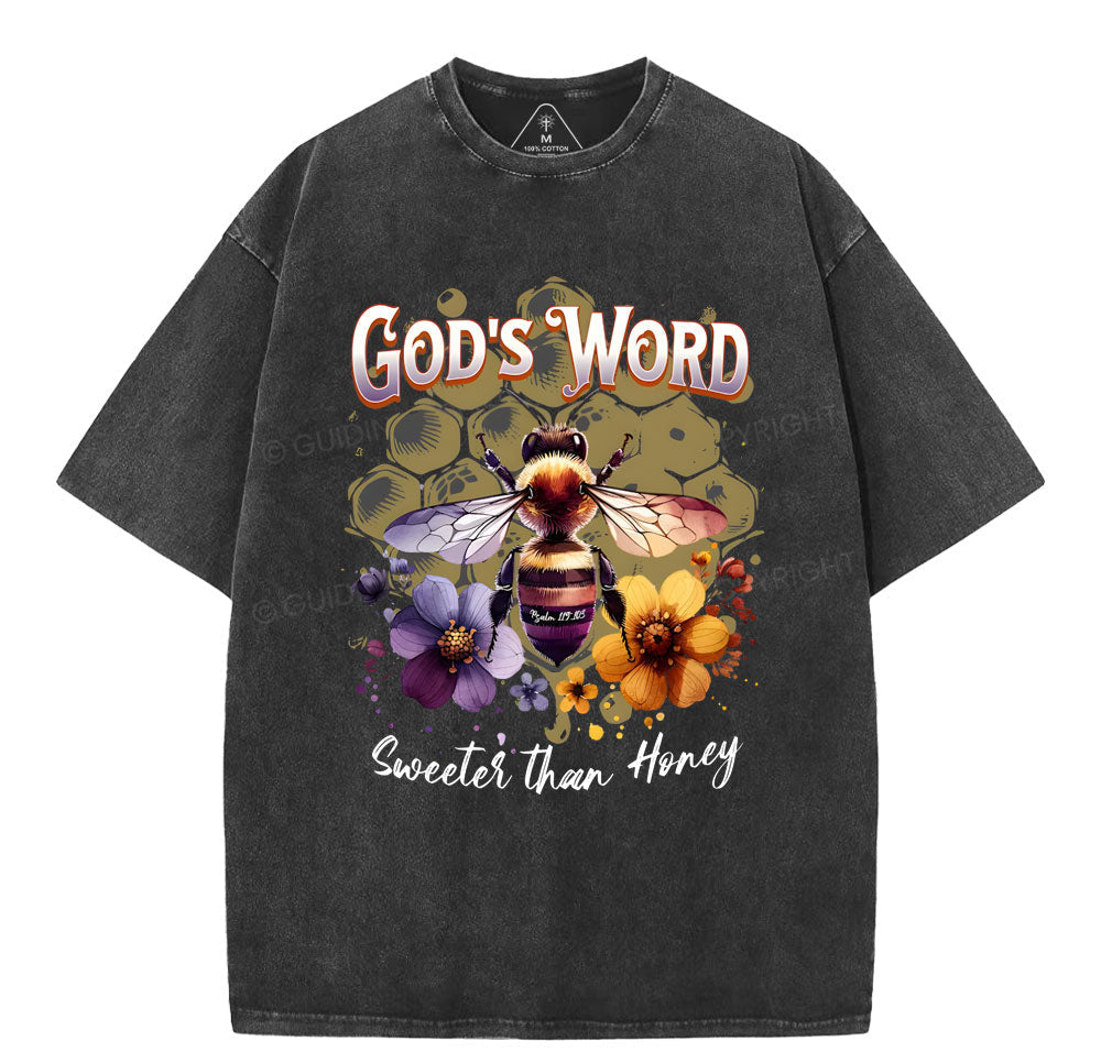 God's Word Sweeter Than Honey Christian Washed TShirt  