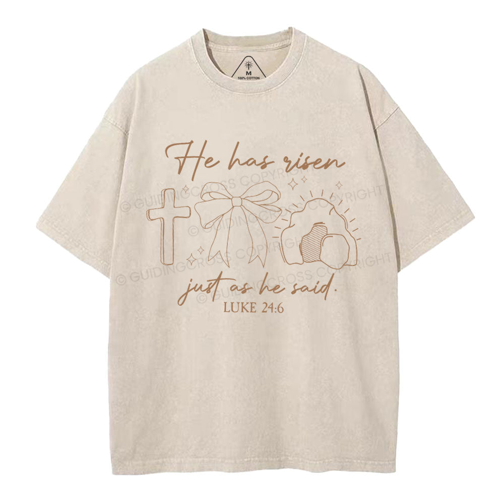 He Has Risen Christian Washed TShirt  