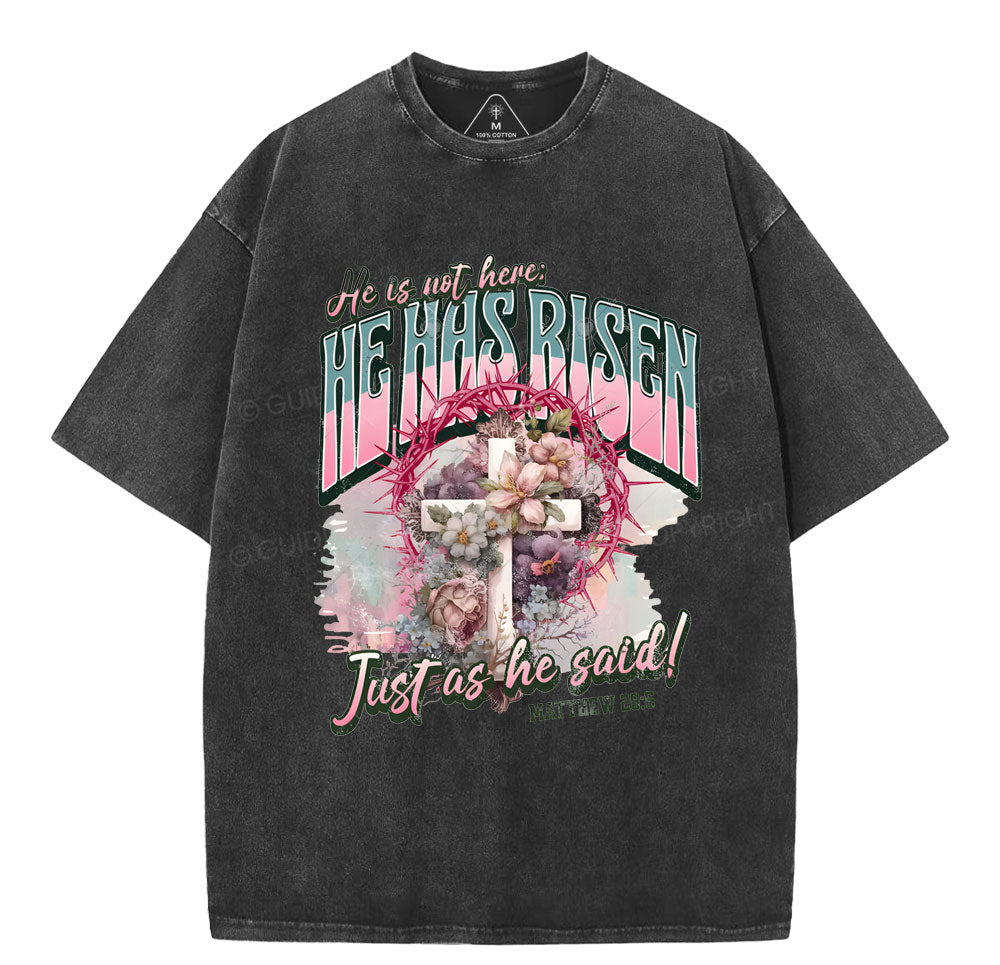 He Is Not Here Christian Washed TShirt  