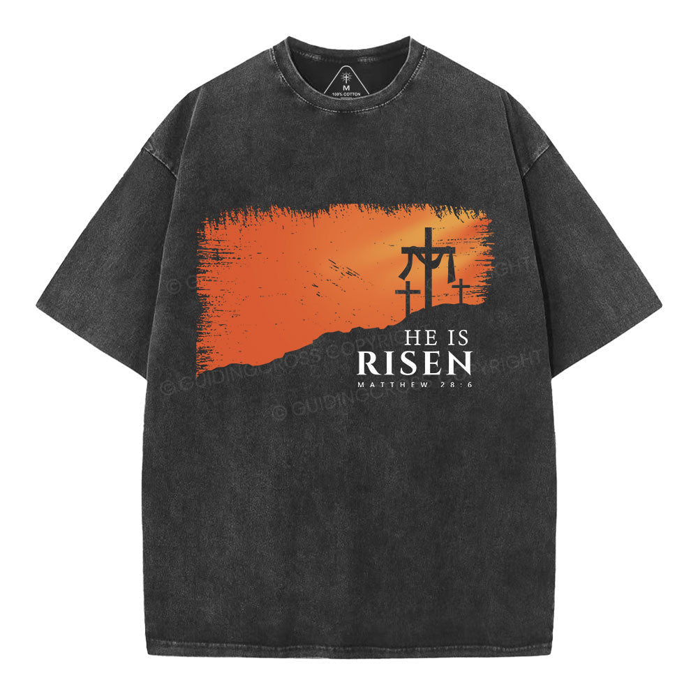 He Is Risen Christian Washed TShirt  