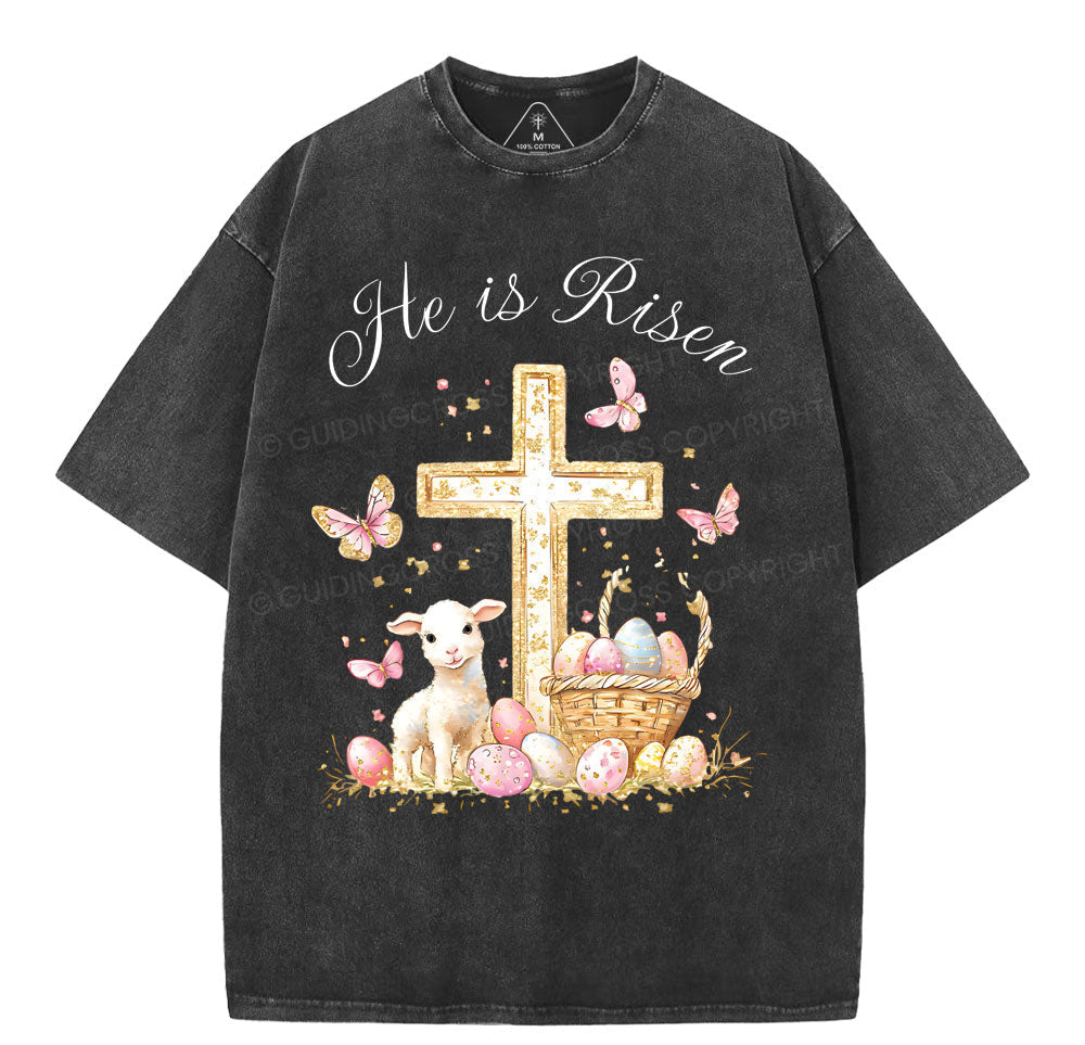 He Is Risen Christian Washed TShirt  
