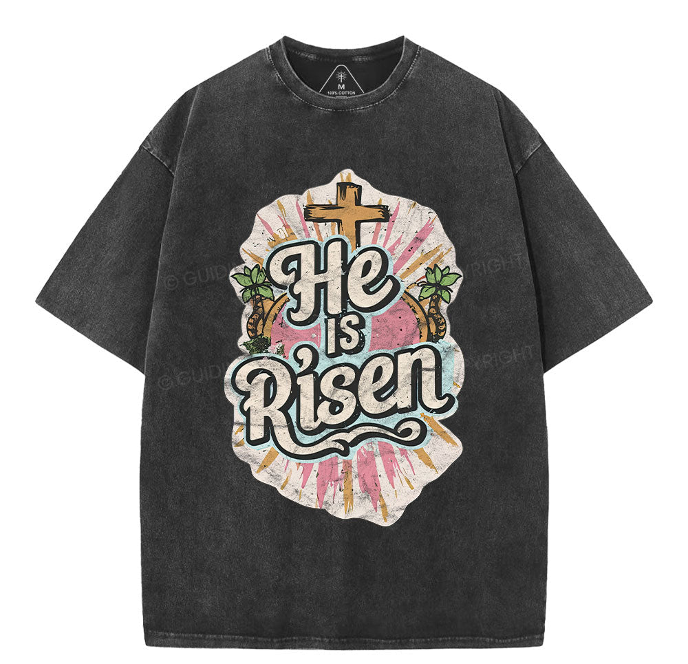 He Is Risen Christian Washed TShirt  