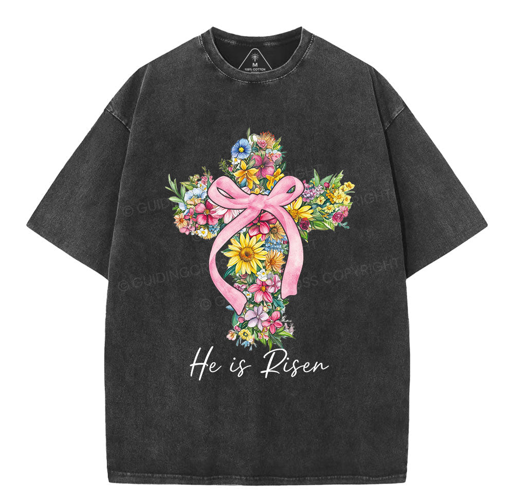 He Is Risen Christian Washed TShirt  