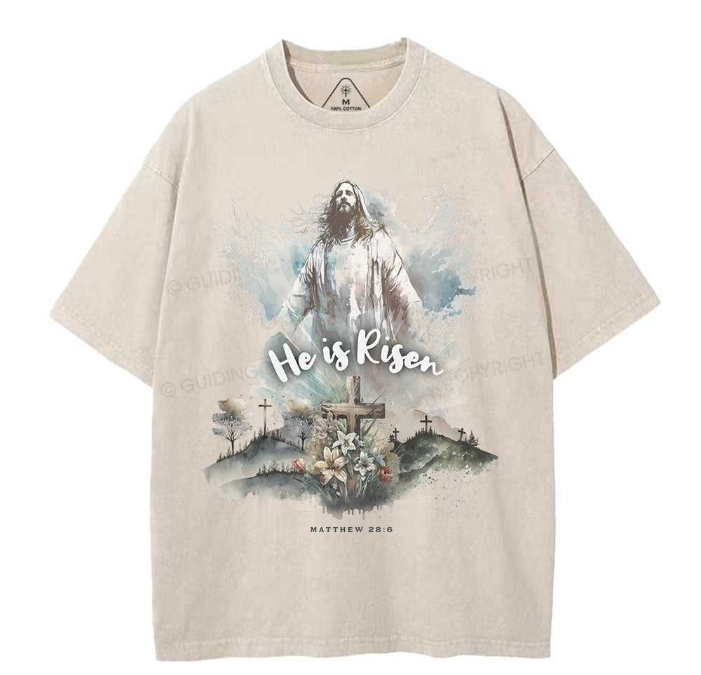He is Risen Christian Washed TShirt  