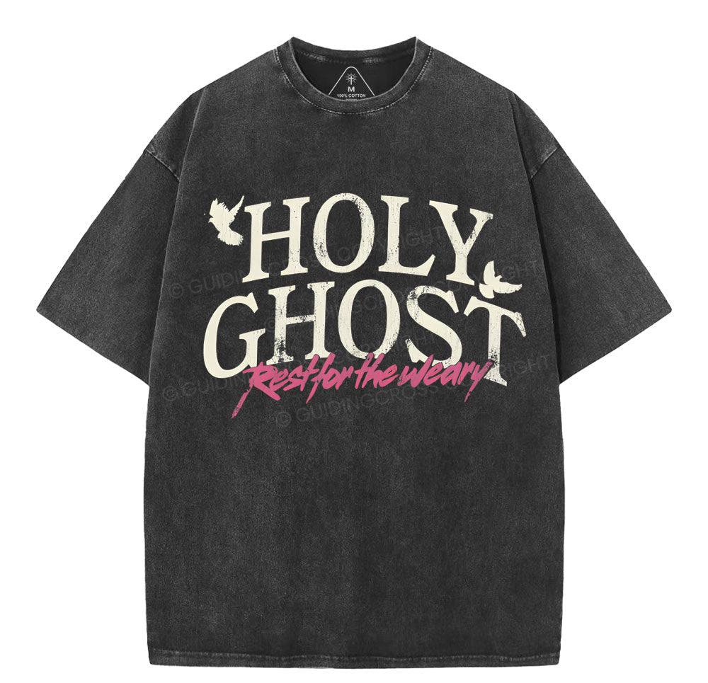 Holy Ghost Christian Washed T-Shirt Sale - GuidingCross