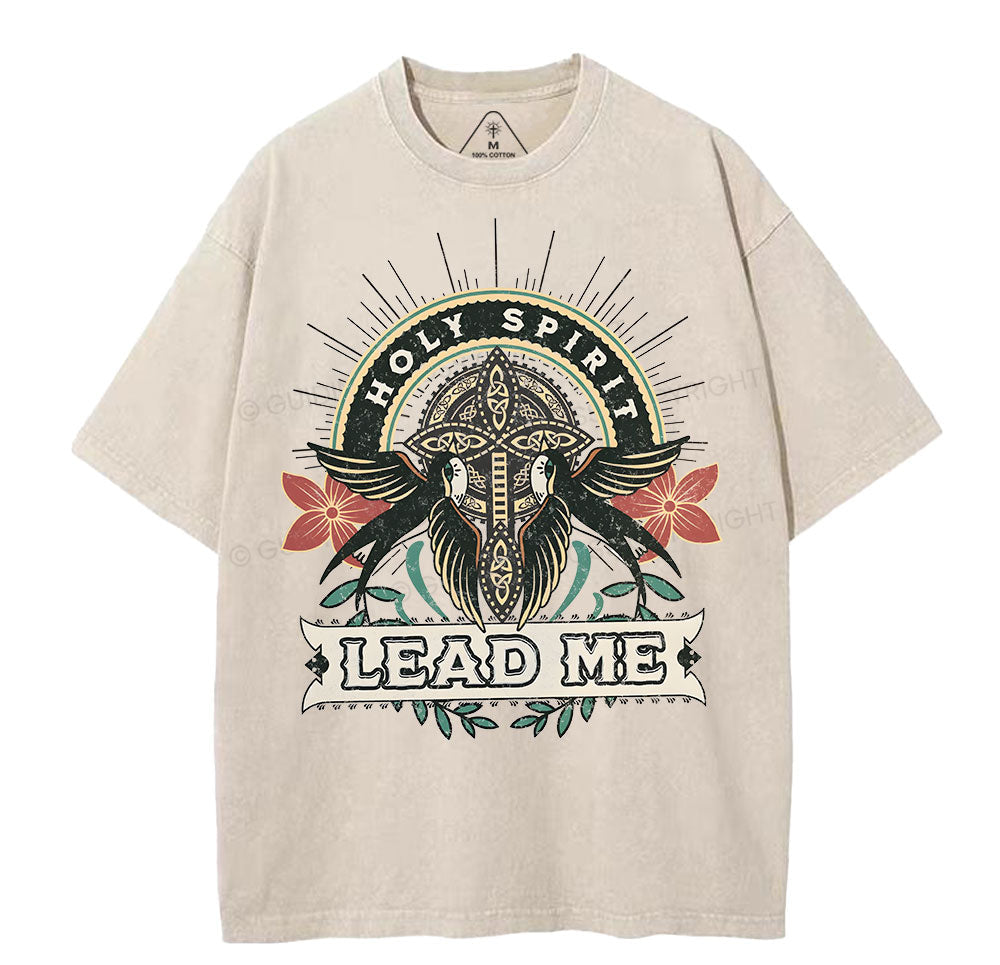 Holy Spirit Lead Me Christian Washed TShirt  
