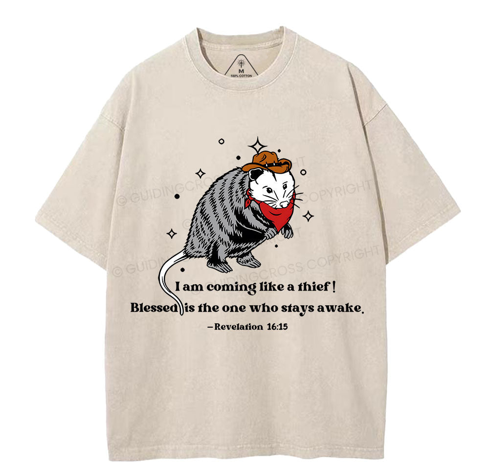 I Am Coming Like A Thief Christian Washed TShirt  