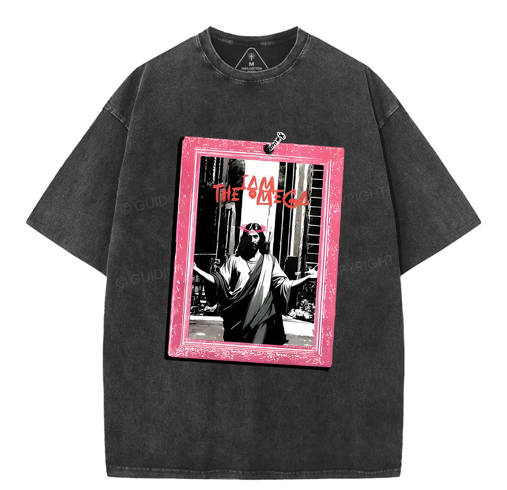 I Am The Omege Christian Washed TShirt  