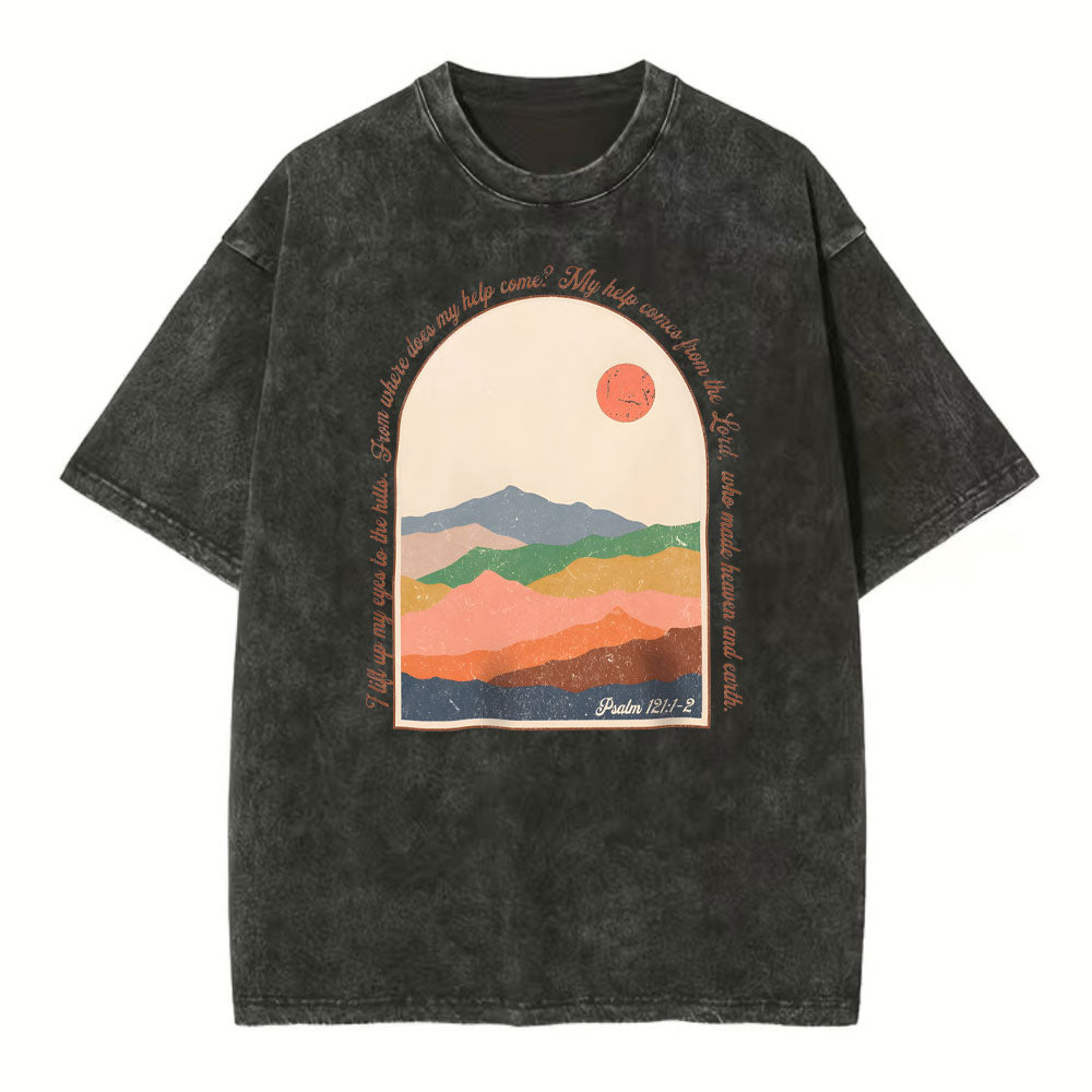 I Lift Up Eyes To The Hills Chistian Washed TShirt  