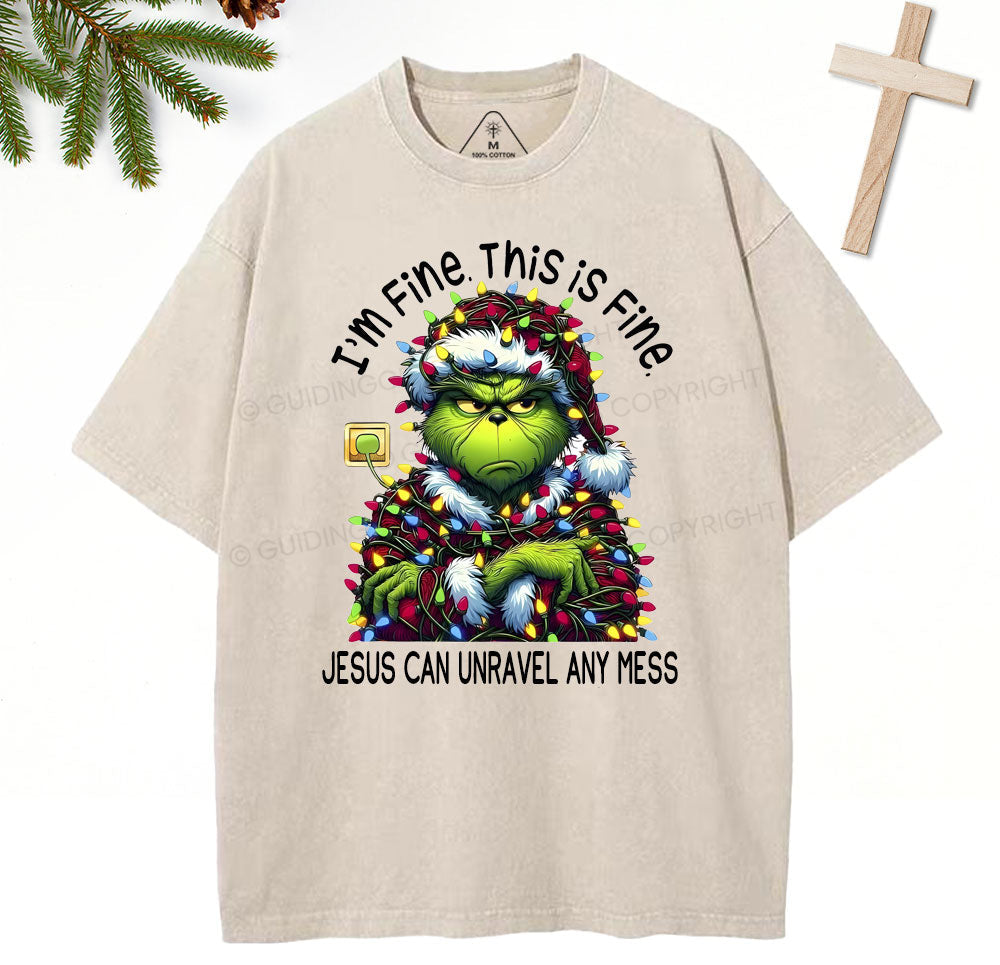 Jesus Can Unravel Any Mess Christian Washed TShirt  