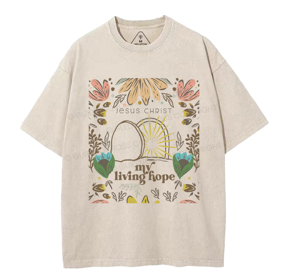 Jesus Christ My Living Hope Christian Washed TShirt  