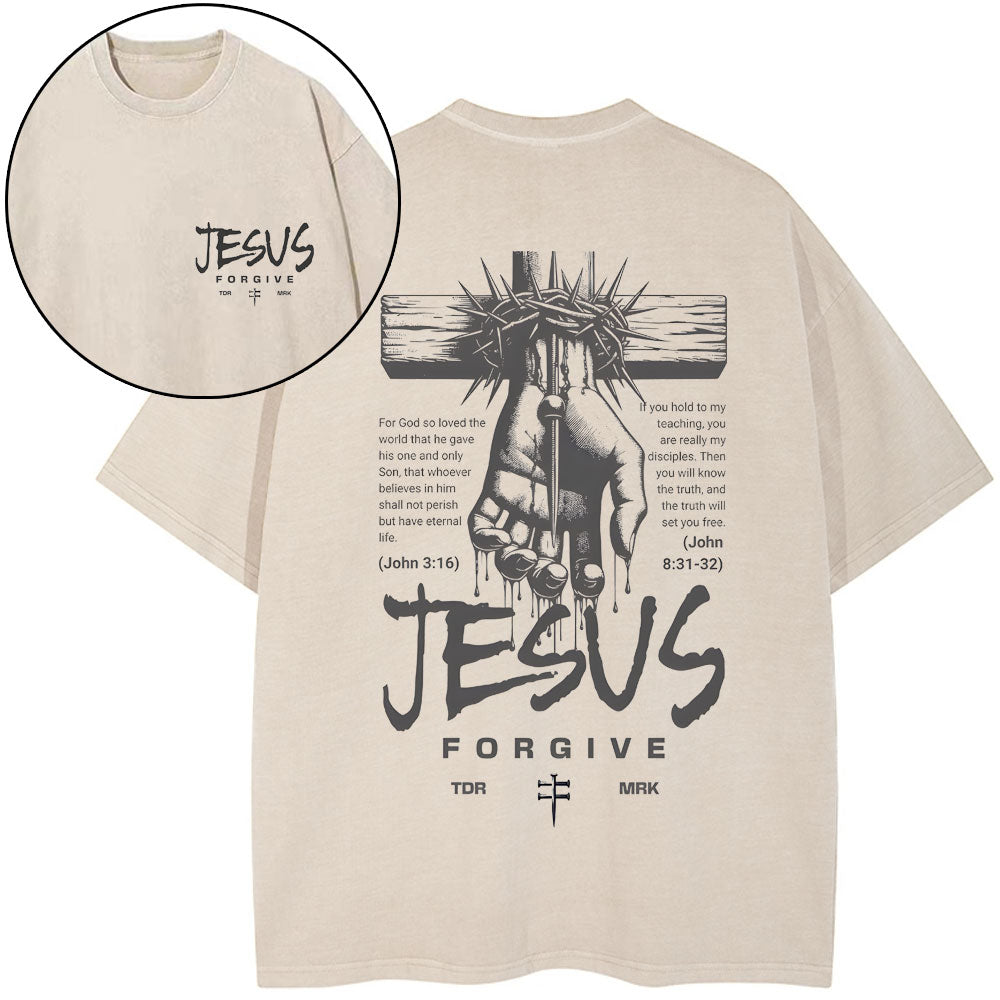 Jesus Forgiven Christian Washed T-Shirt Sale - GuidingCross