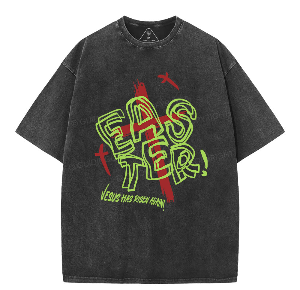 Jesus Has Risen Again Christian Washed TShirt  