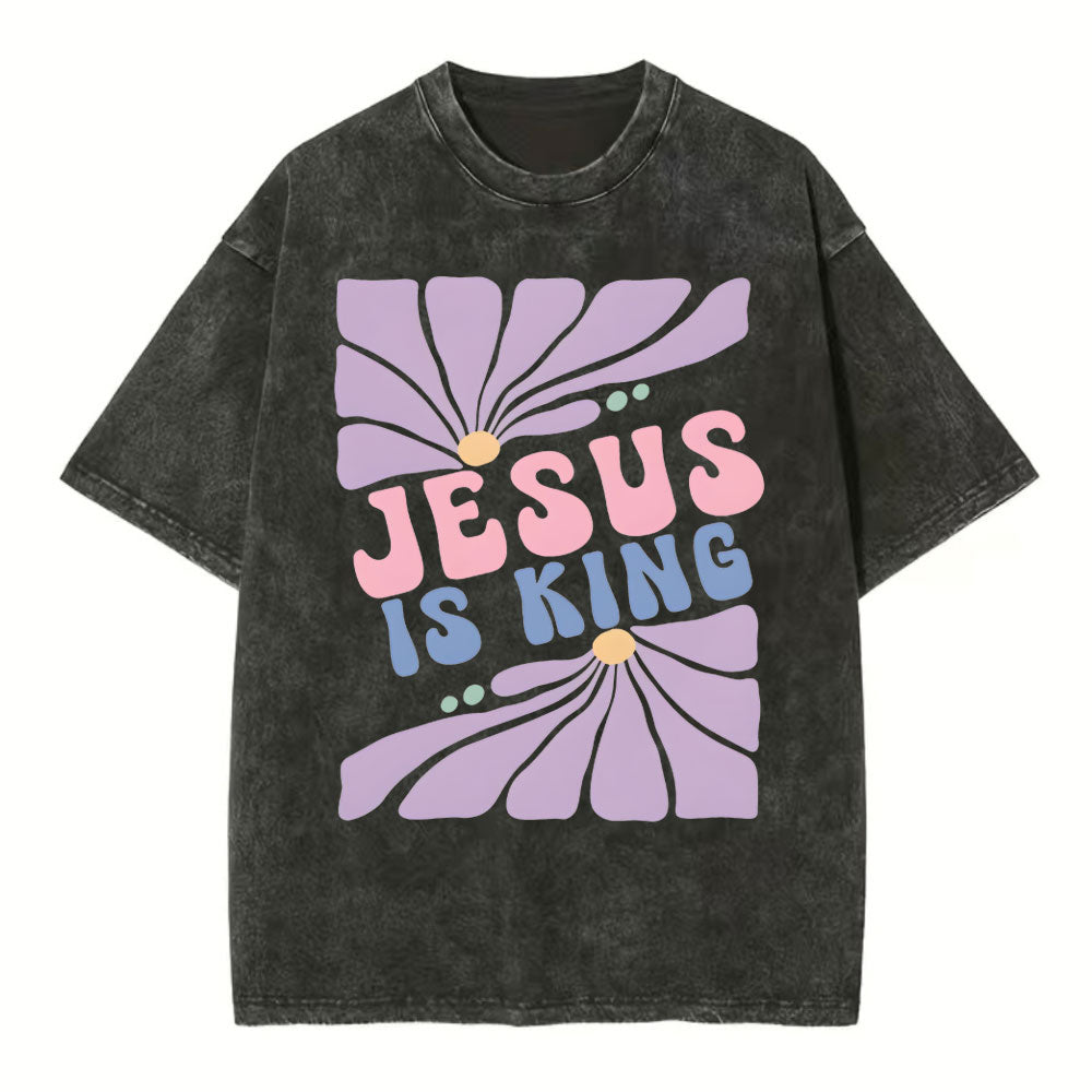 Jesus Is King Christian Washed TShirt  