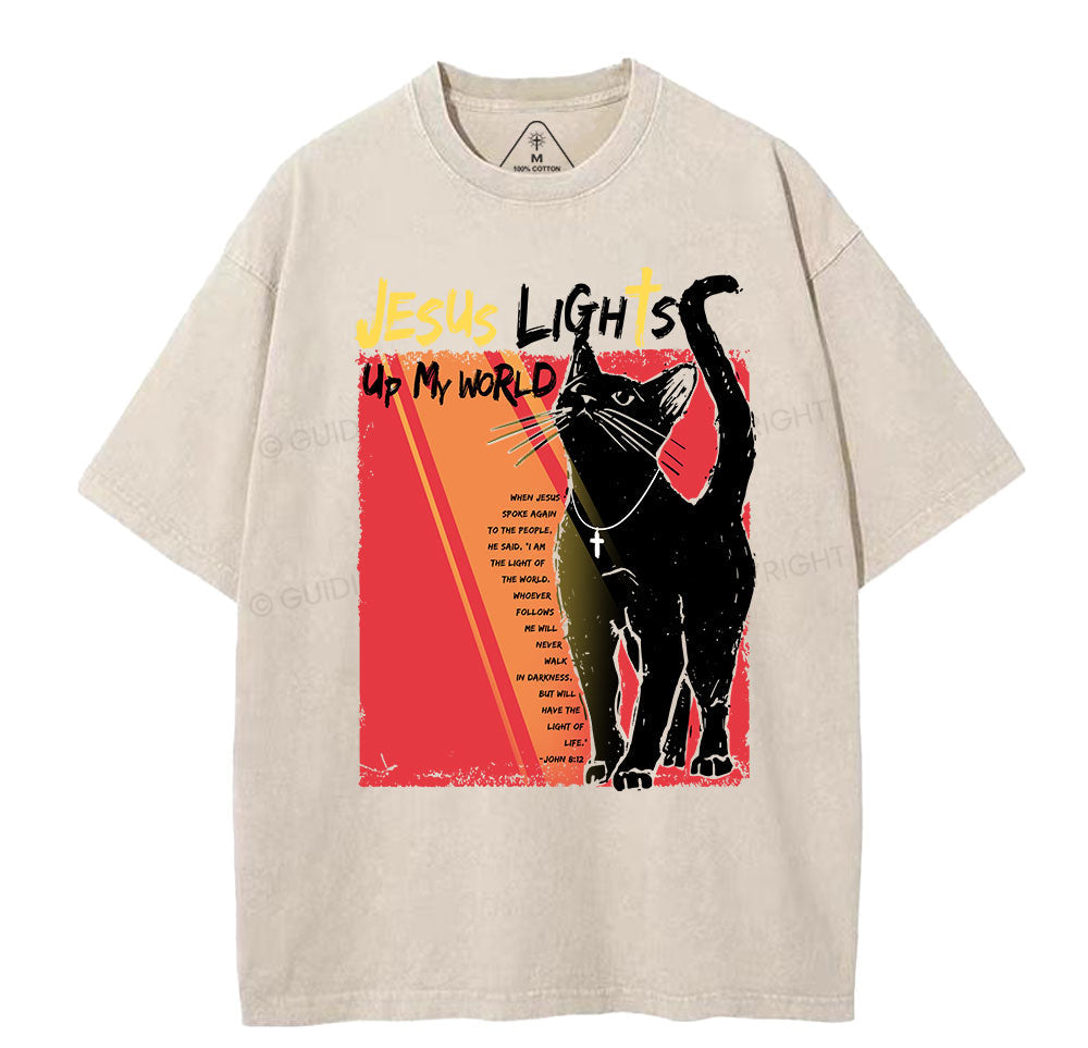 Jesus Lights Up My World Christian Washed TShirt  