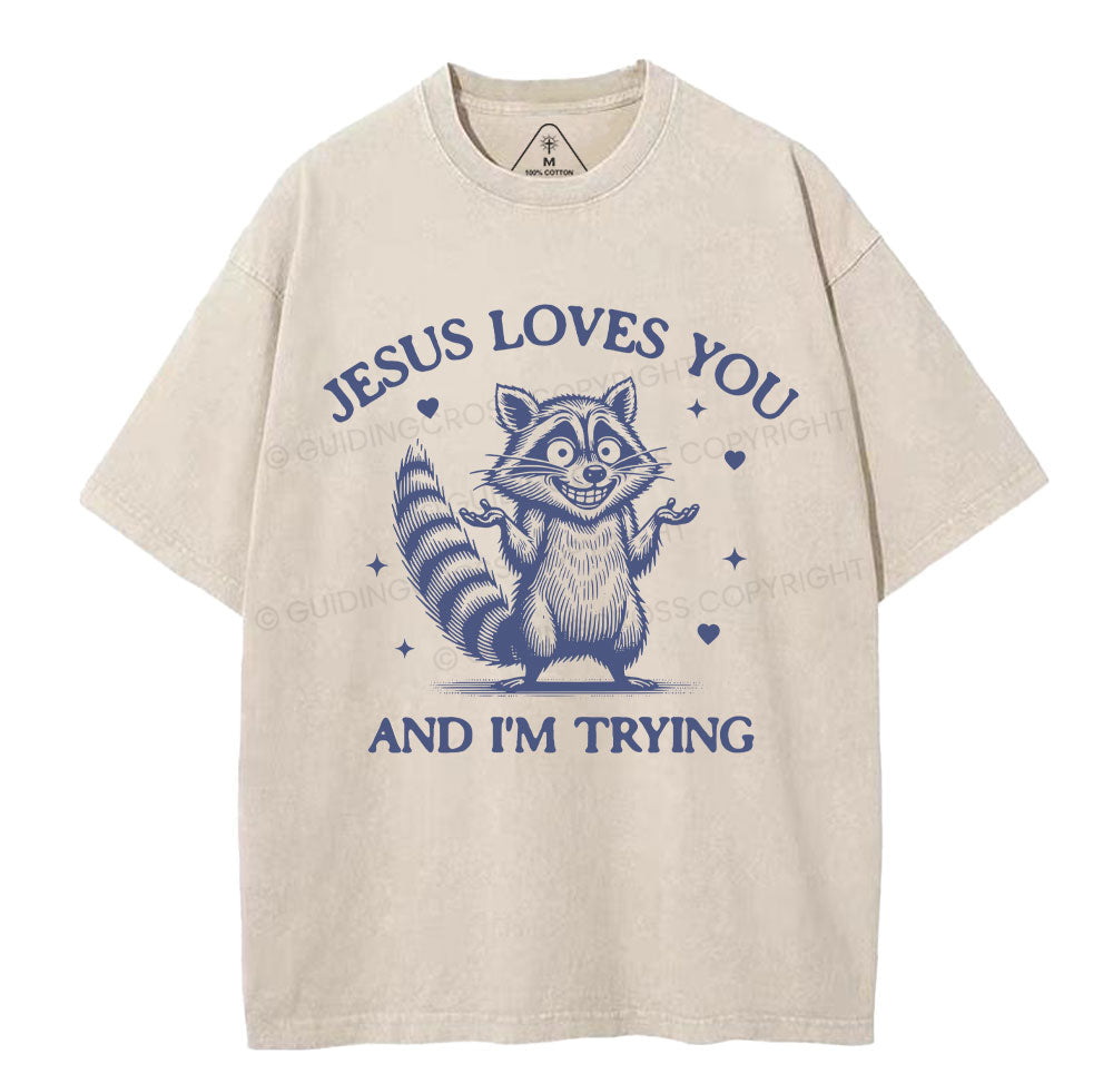 Jesus Loves You Christian Washed TShirt  