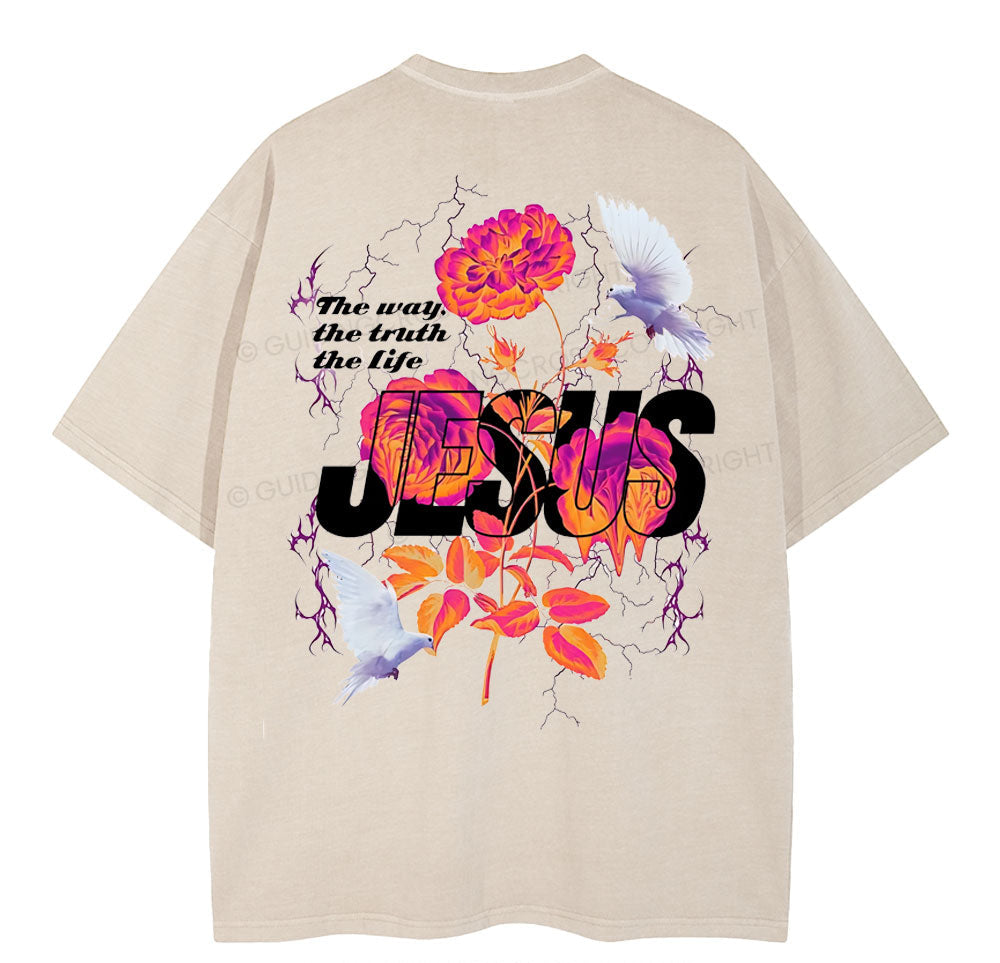 Jesus The Way The Truth The Life Christian Washed TShirt  