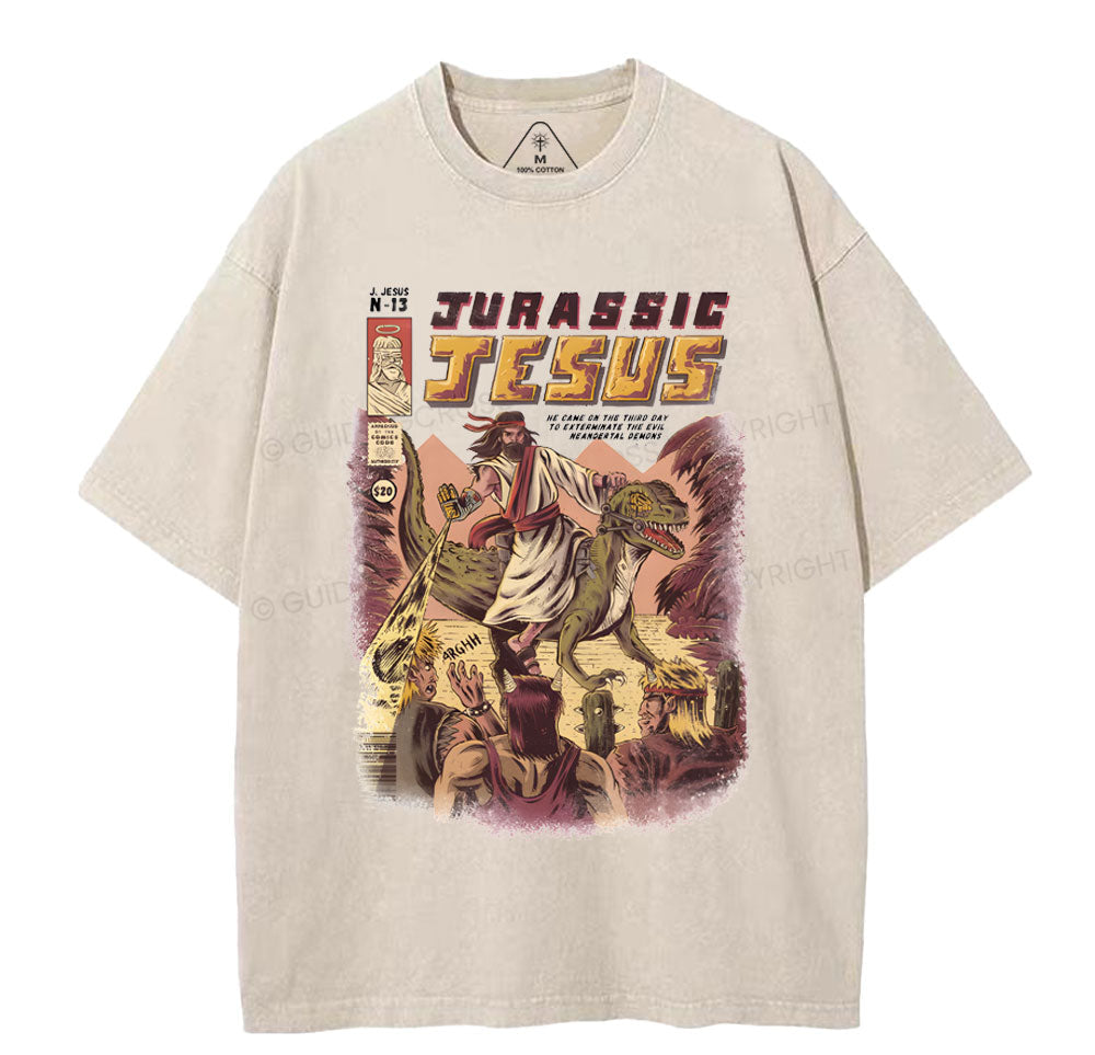 Jurassic Jesus Christian Washed TShirt  