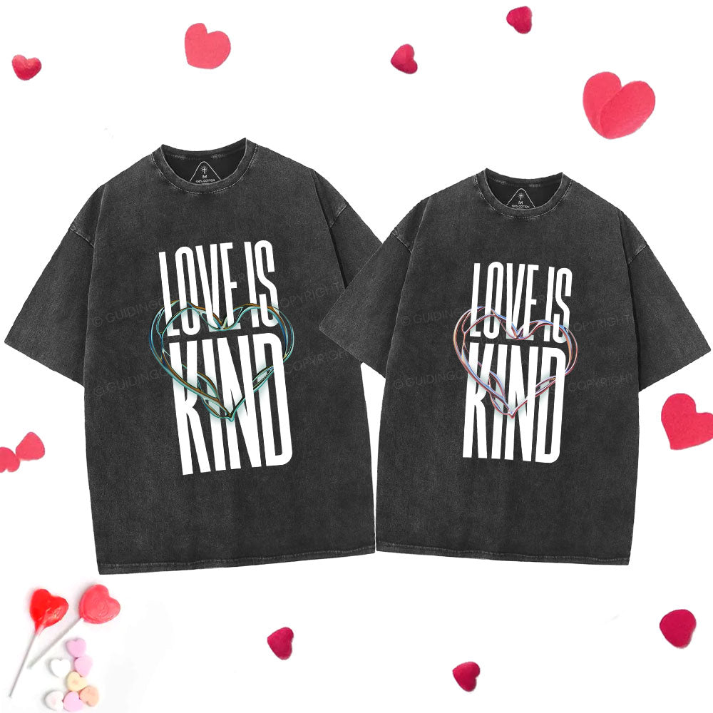 Love Is Kind Christian Couple Washed TShirt  