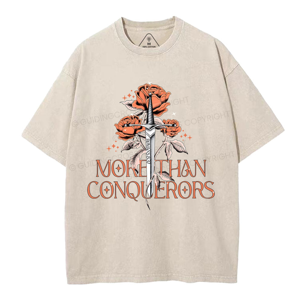 More Than Conquerors Christian Washed TShirt  