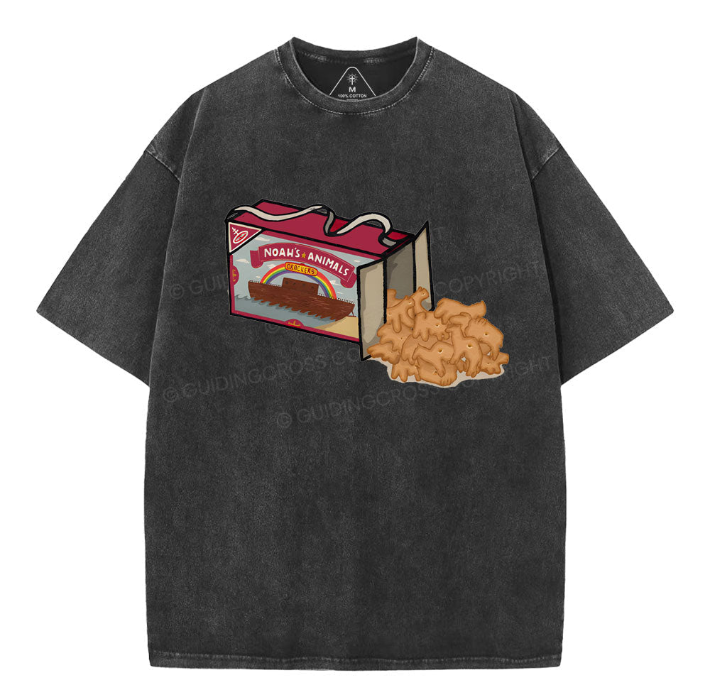 Noah's Animals Christian Washed TShirt  