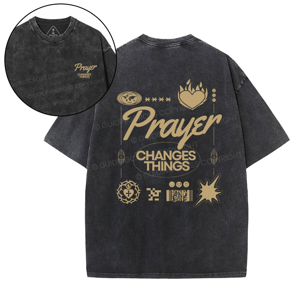 Prayer Changes Things Christian Washed TShirt  