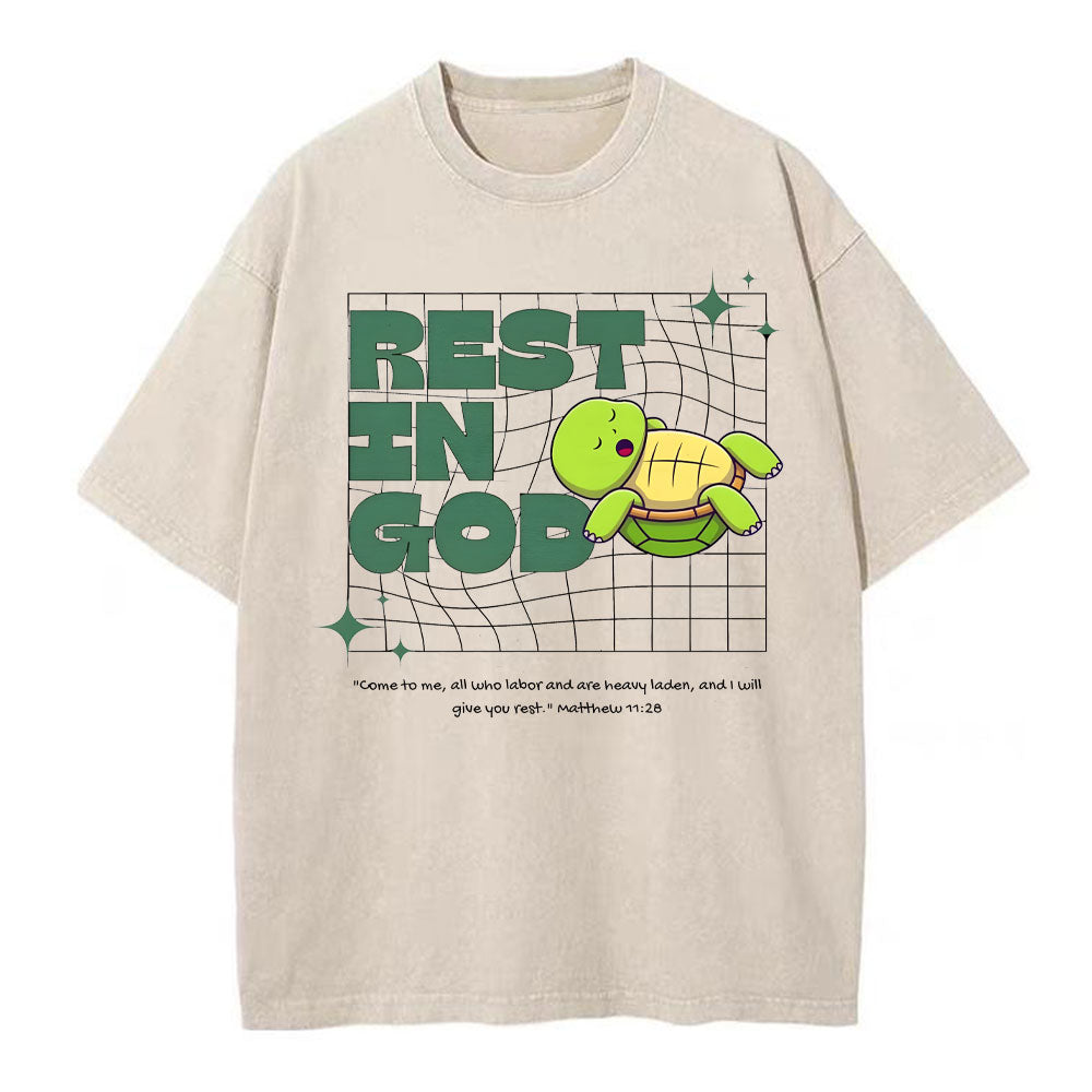 Rest In God Christian Washed TShirt  