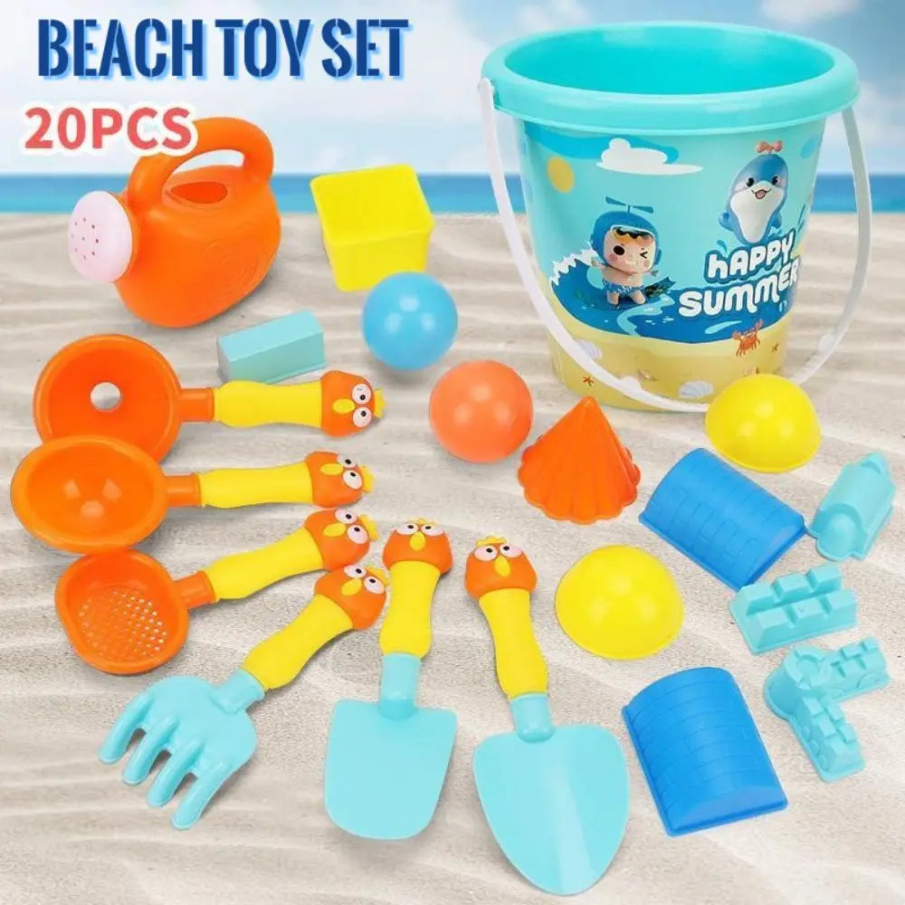 Multicolor Beach Toy Set – Plastic Sand Molds, Digging Tools, and Watering Kettle for Kids’ Play, Parent-Child Interactive Sand Kit