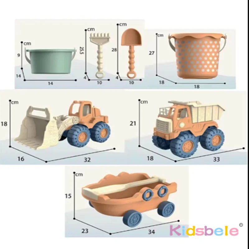 Children’s Beach Play Set – Portable Sand Truck, Shovel, Storage Bucket, and Digging Tools for Summer Outdoor Garden or Seaside Fun