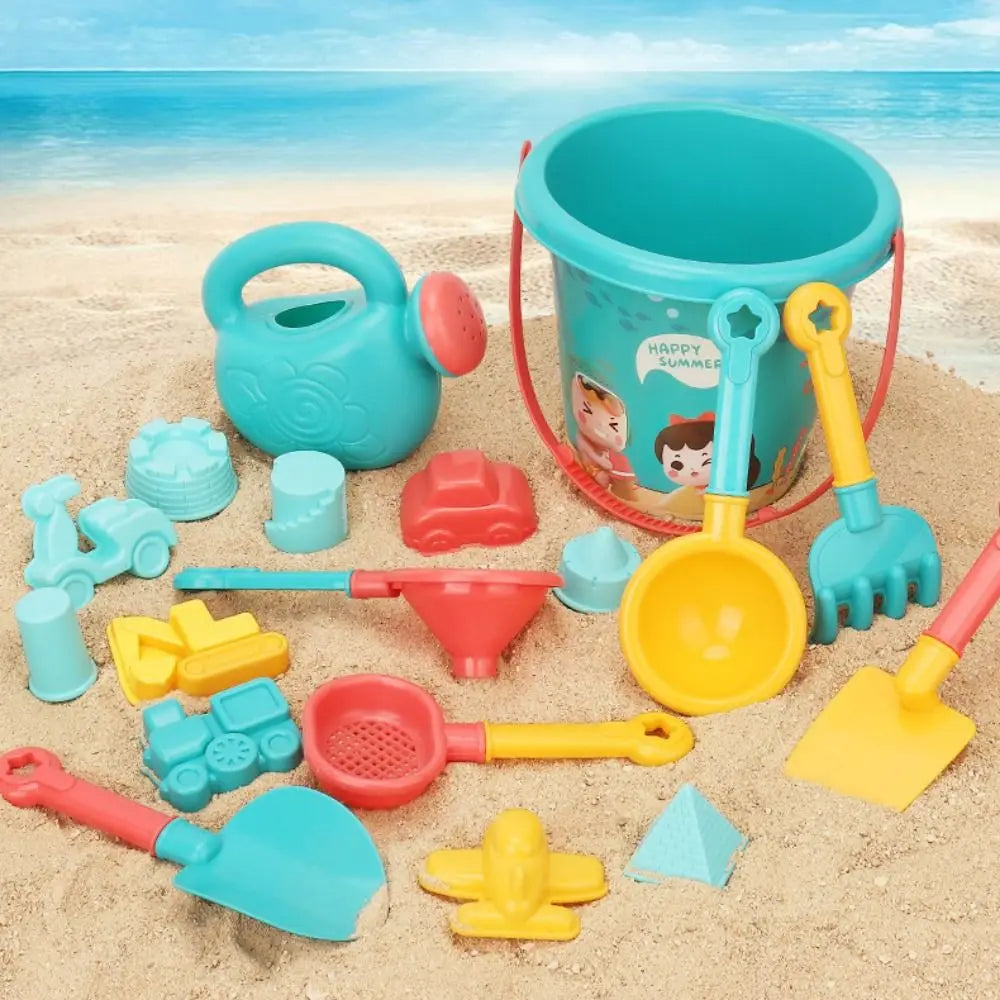 Multicolor Beach Toy Set – Plastic Sand Molds, Digging Tools, and Watering Kettle for Kids’ Play, Parent-Child Interactive Sand Kit