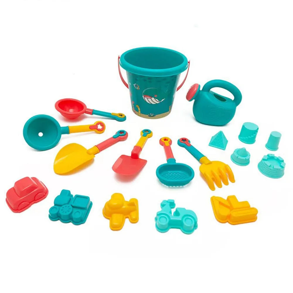Multicolor Beach Toy Set – Plastic Sand Molds, Digging Tools, and Watering Kettle for Kids’ Play, Parent-Child Interactive Sand Kit